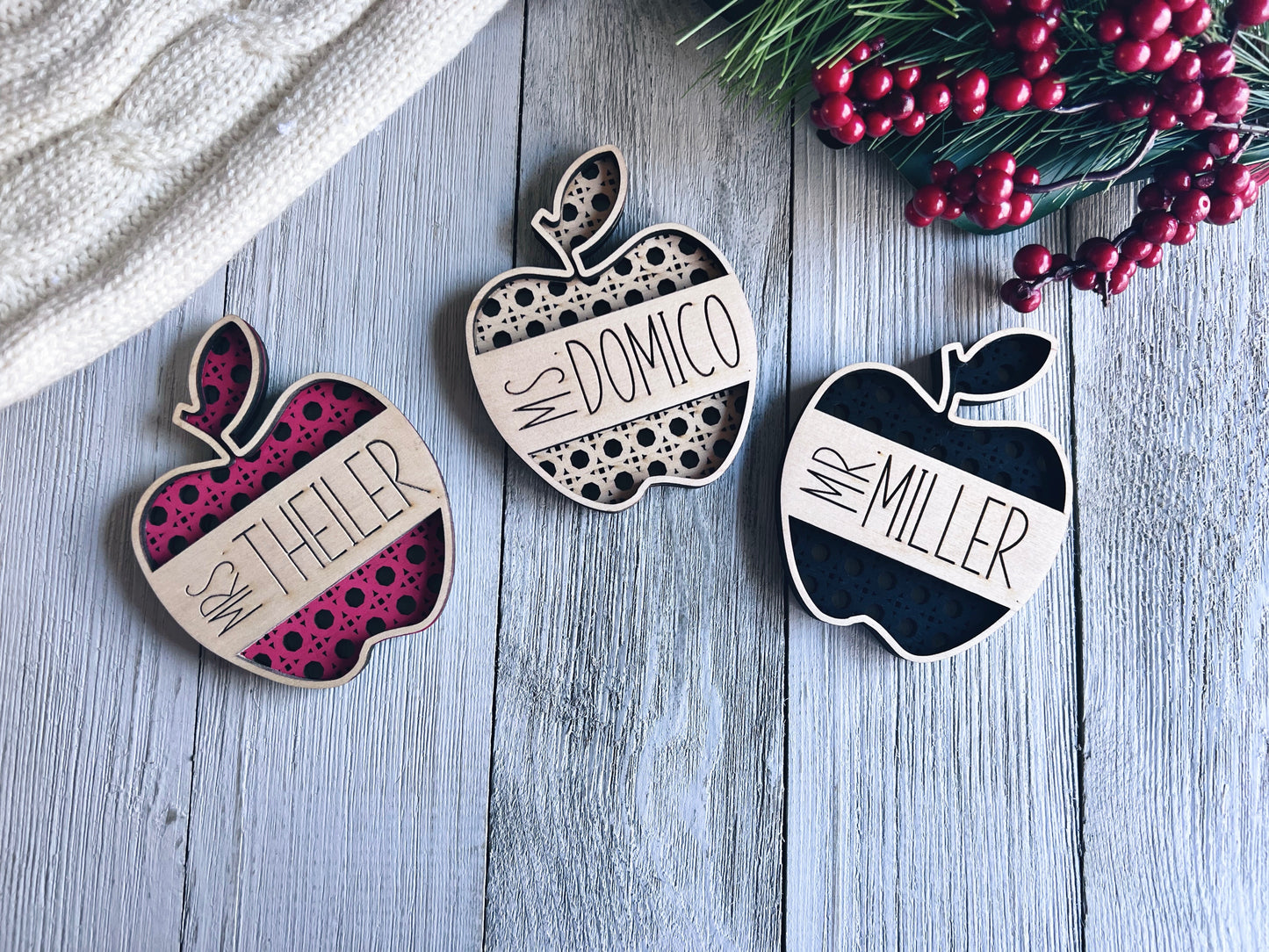 Personalized Rattan Teacher Gift - Choose ornament or magnet!