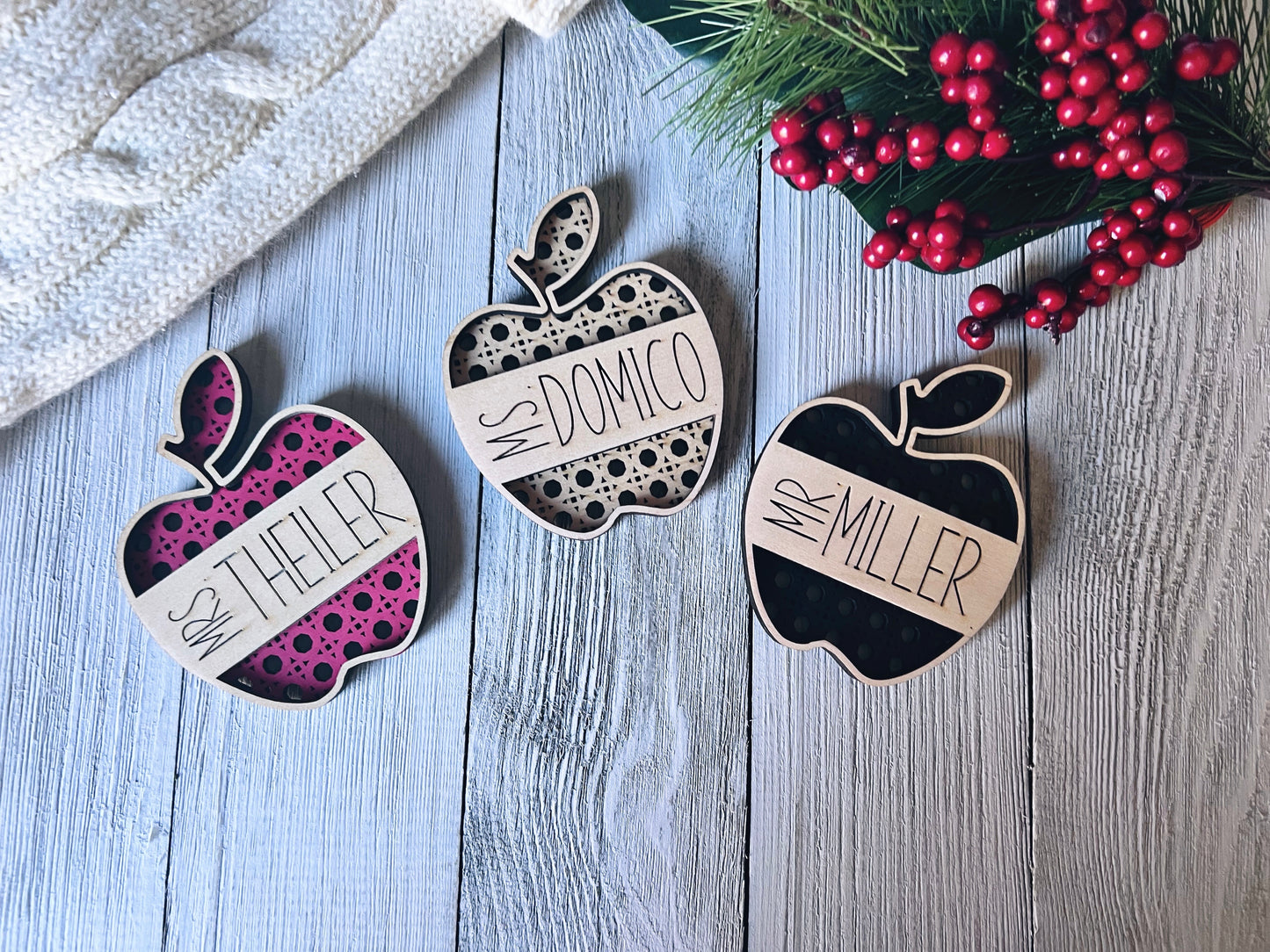 Personalized Rattan Teacher Gift - Choose ornament or magnet!