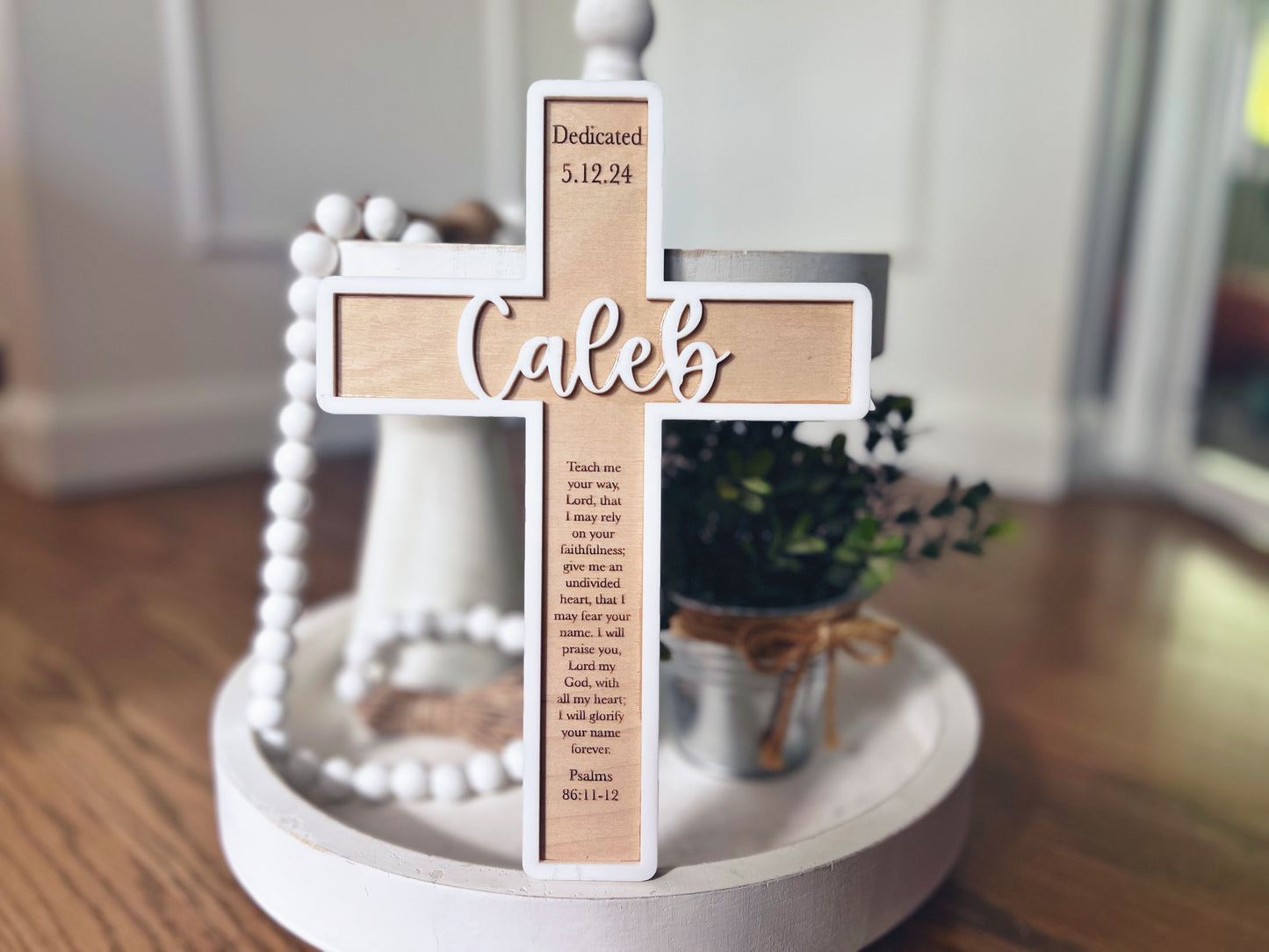 Personalized Baptism Cross - laser engraved