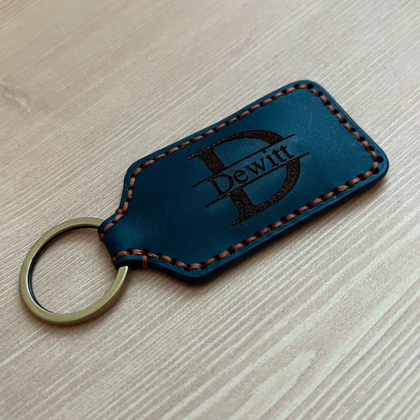 Engraved Leather Keychain