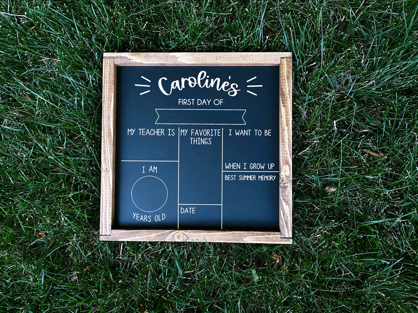 Personalized First/Last Day of School Double Sided Chalkboard_LINES
