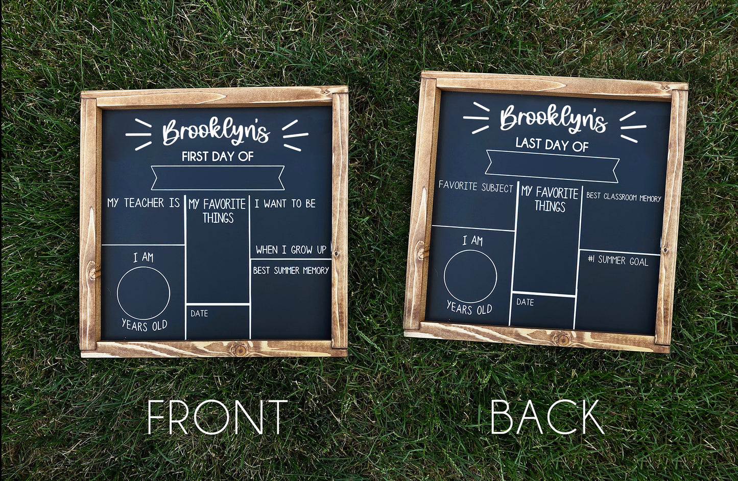 Personalized First/Last Day of School Double Sided Chalkboard_LINES