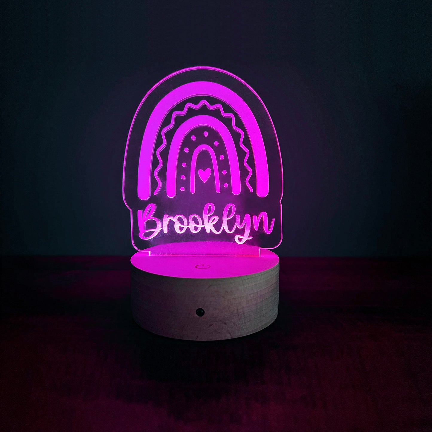 Personalized Rainbow Color Changing LED Night Light for baby girl room | Valentine's Day Gift for Kids