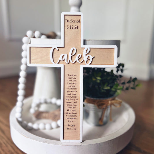 Personalized Baptism Cross - laser engraved