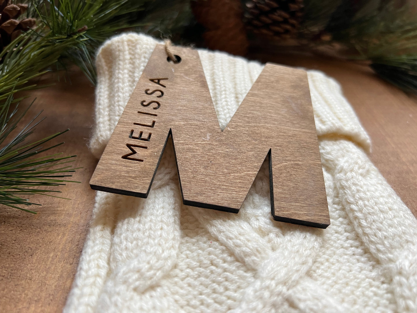Personalized Initial Stocking Name Tag | Gift Tag | Ornament