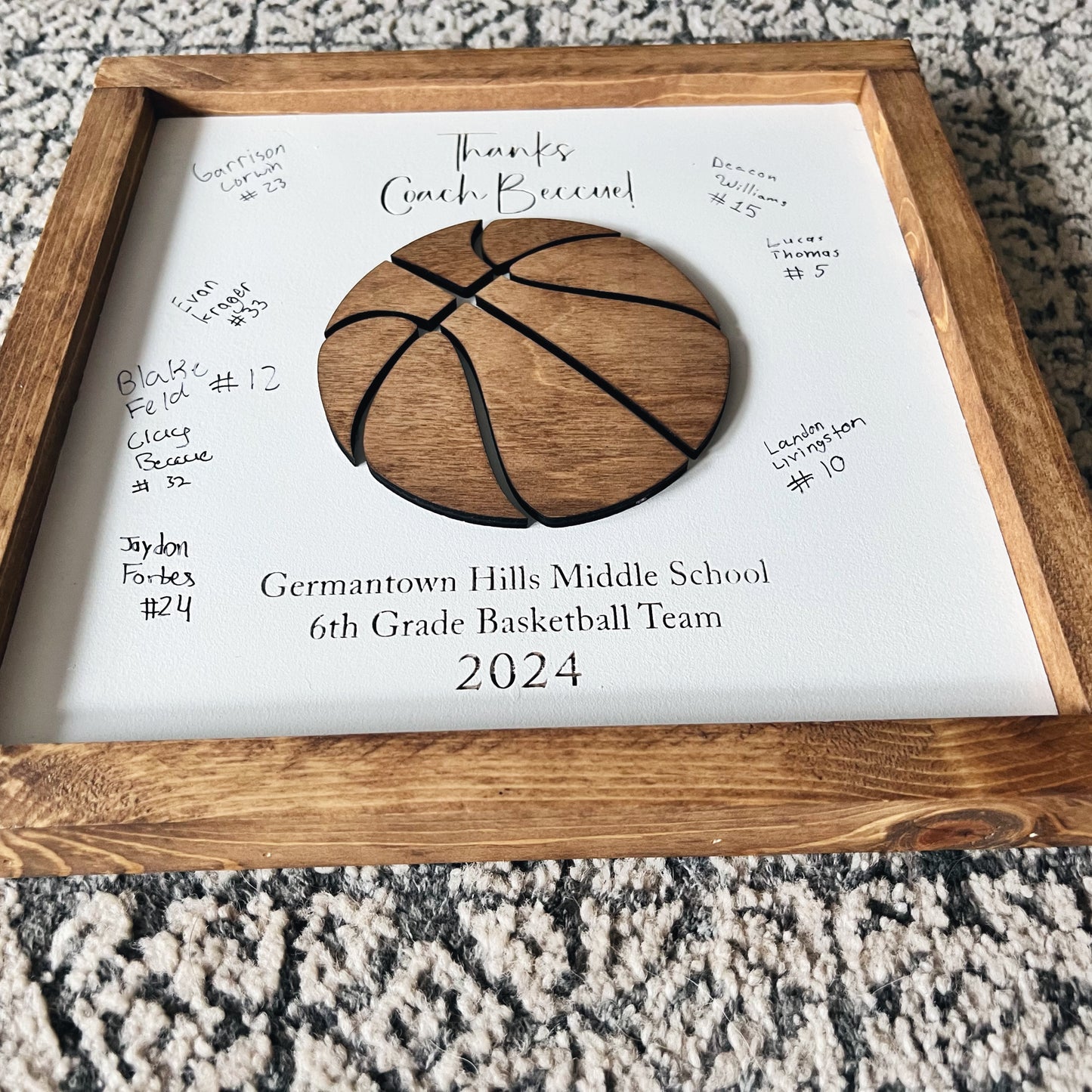 Personalized Basketball Coach Thank you Sign for Signatures