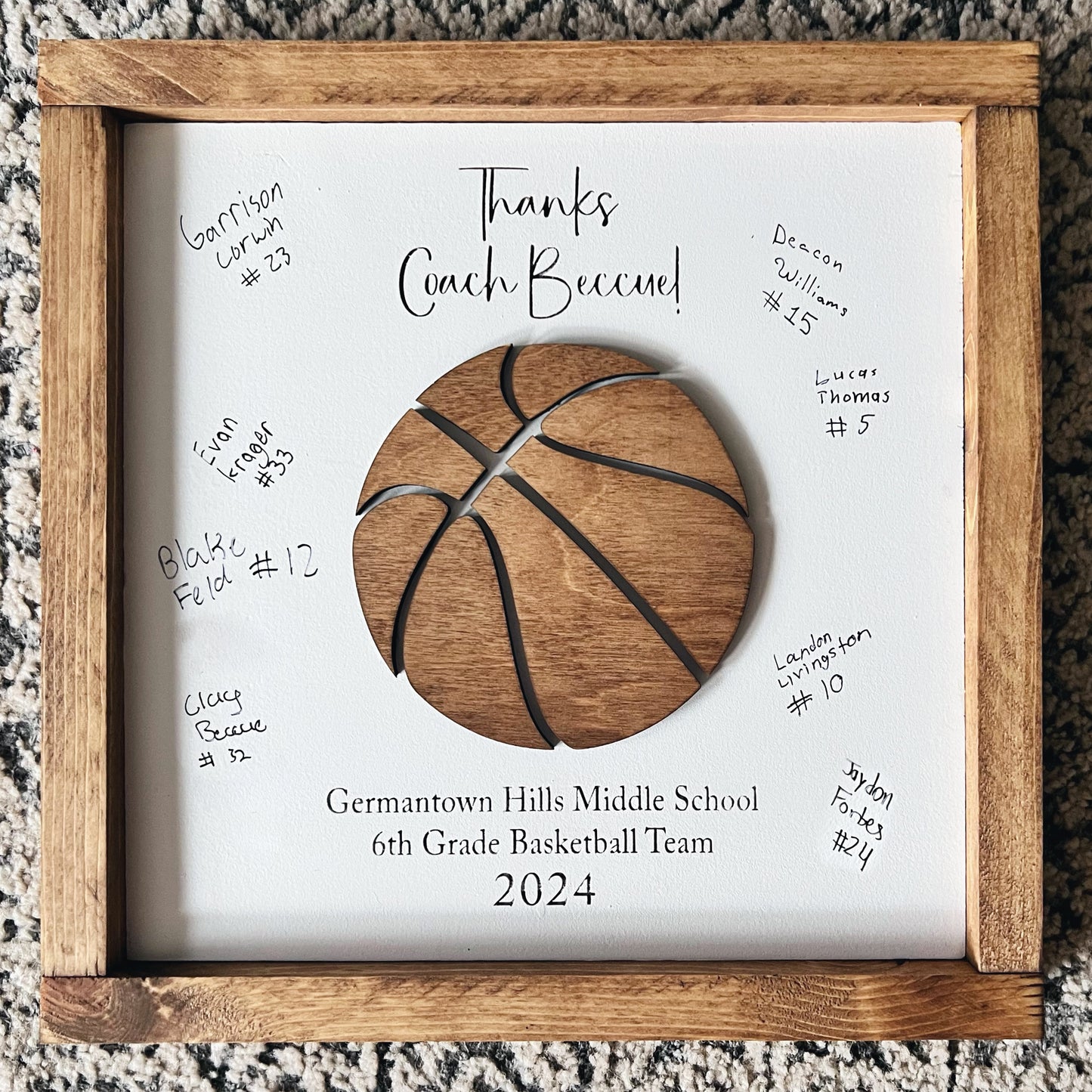 Personalized Basketball Coach Thank you Sign for Signatures