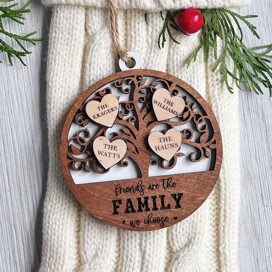 Friends are the Family We Choose Personalized Wooden Ornament