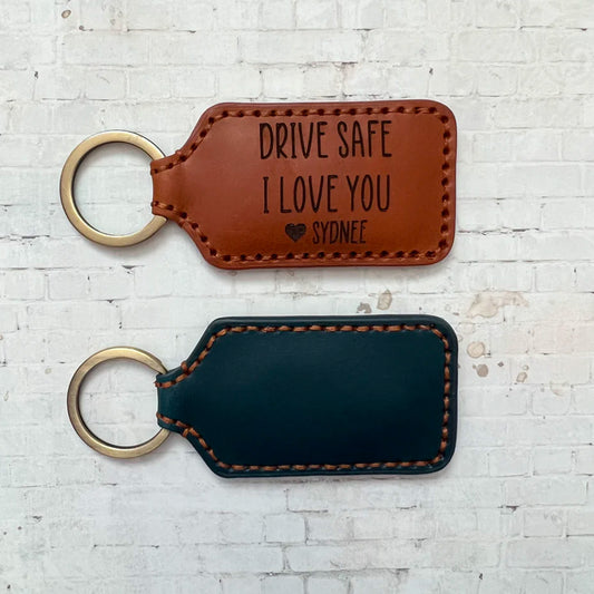 Engraved Leather Keychain