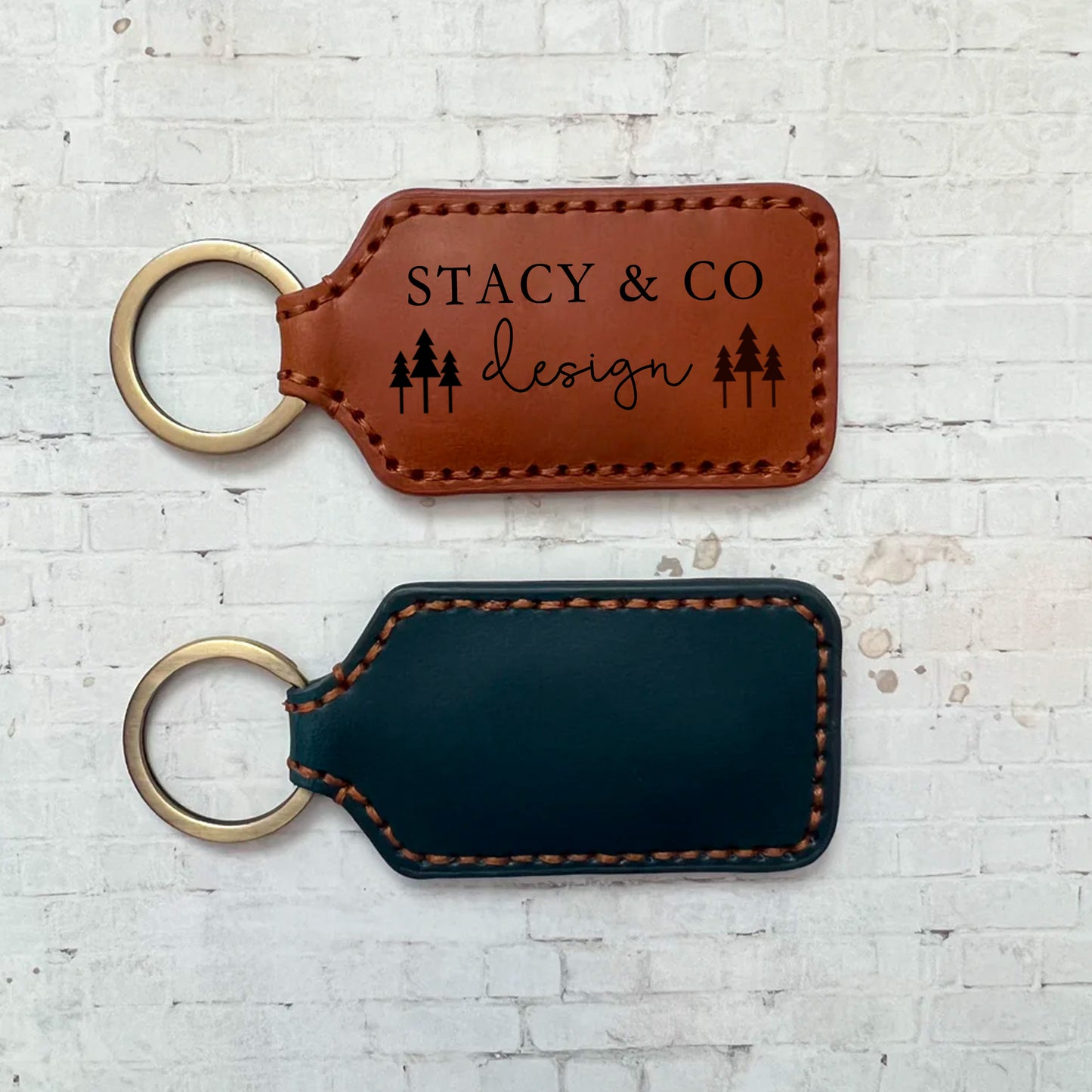 Engraved Leather Keychain