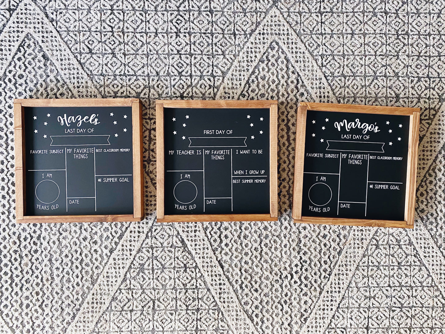 Personalized First/Last Day of School Double Sided Chalkboard_STARS