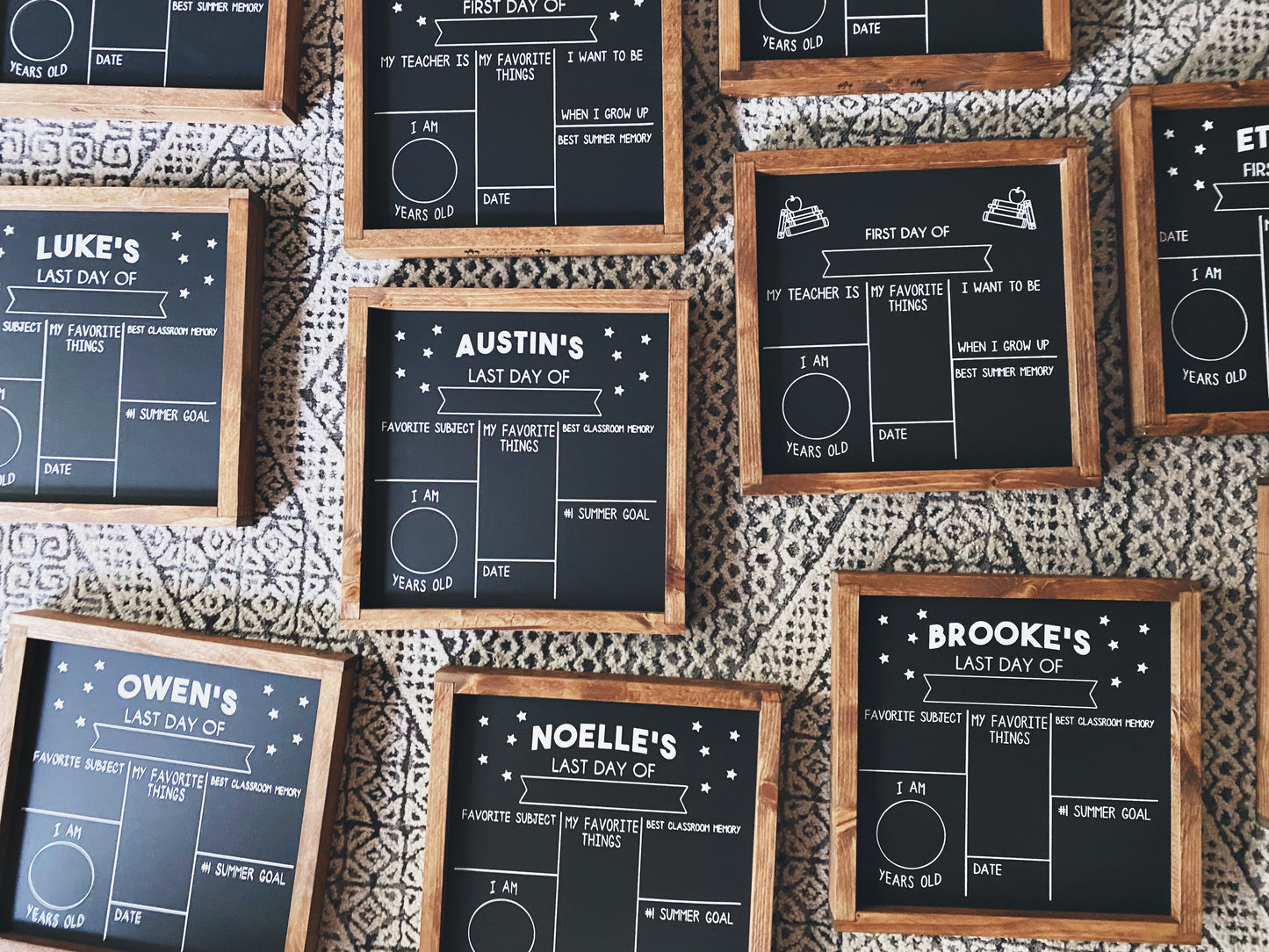 Personalized First/Last Day of School Double Sided Chalkboard_STARS