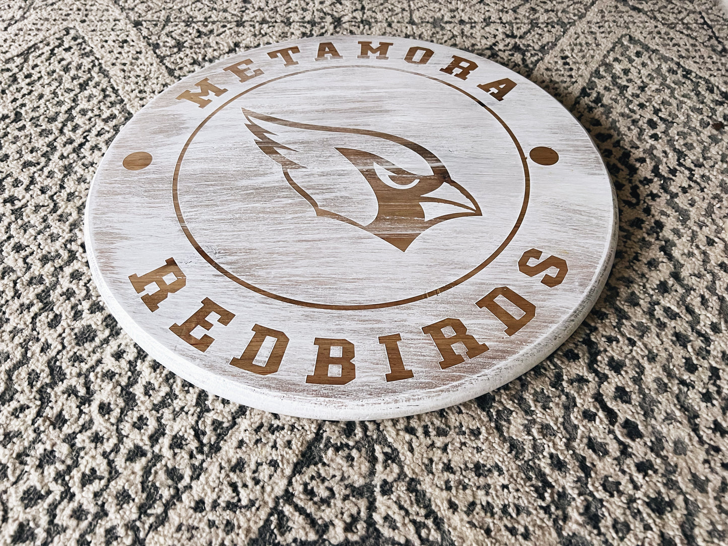 White Round School Pride Sign