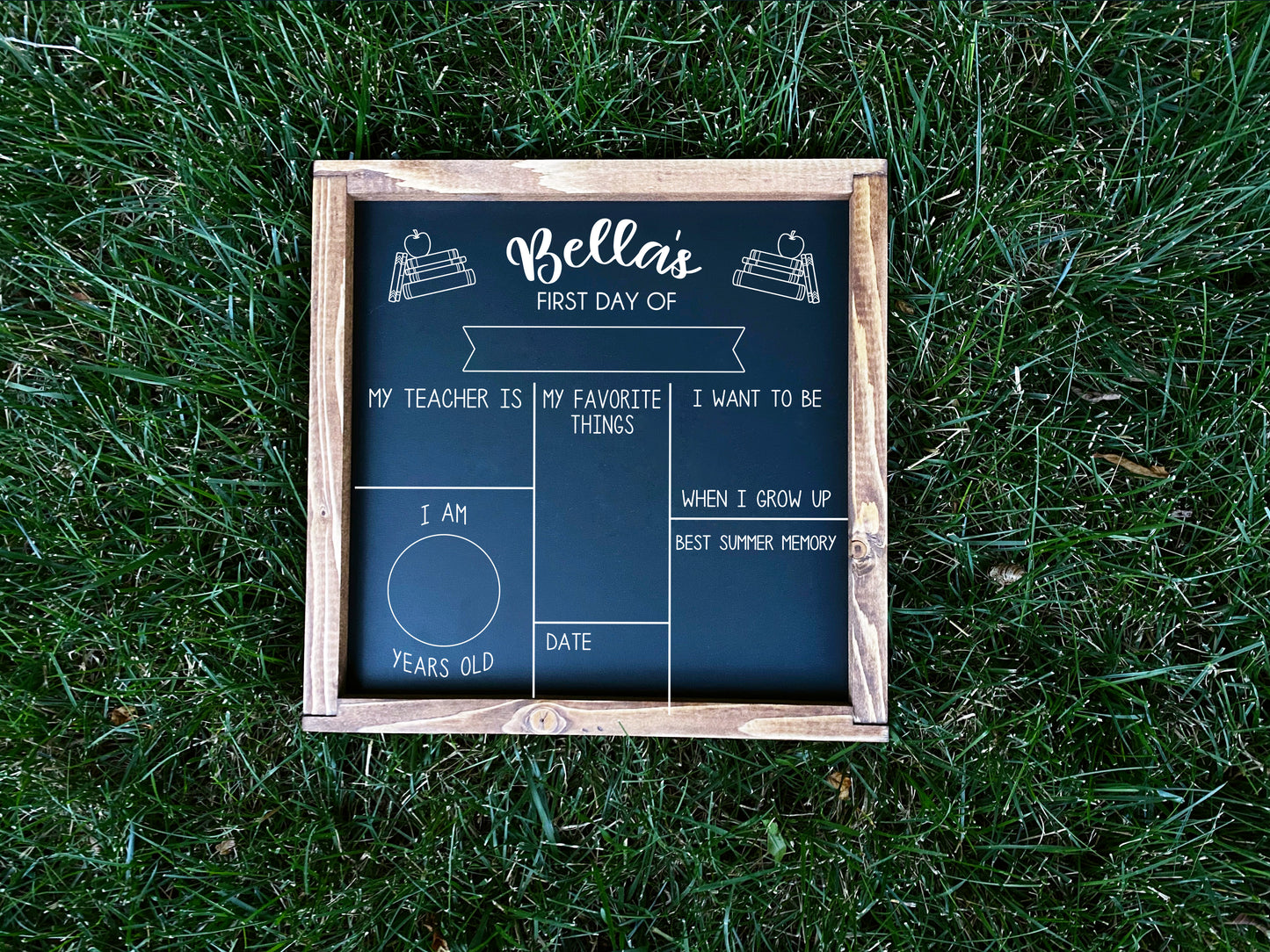 Personalized First/Last Day of School Double Sided Chalkboard - BOOKSTACK