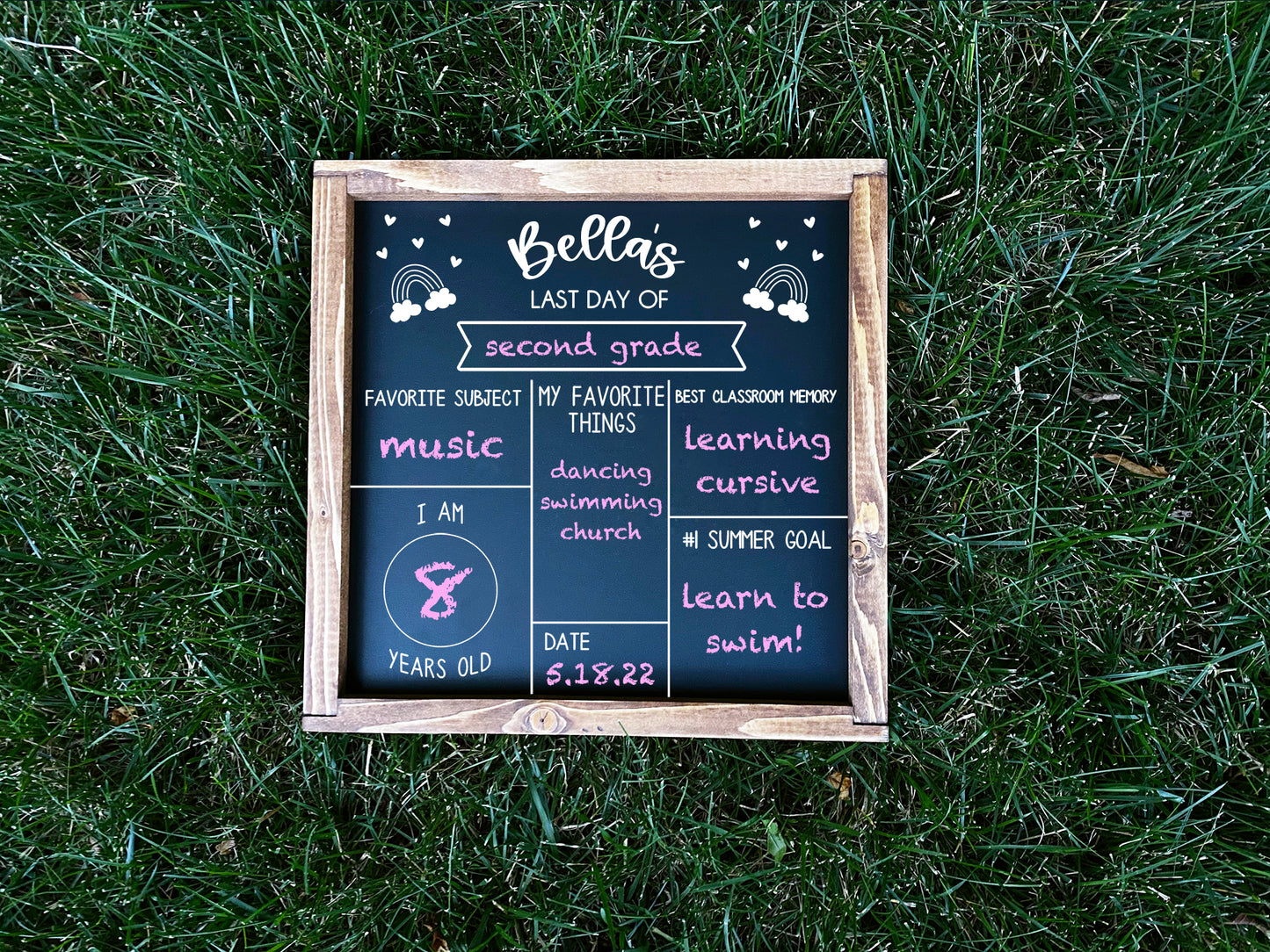 Personalized First/Last Day of School Double Sided Chalkboard_RAINBOWS