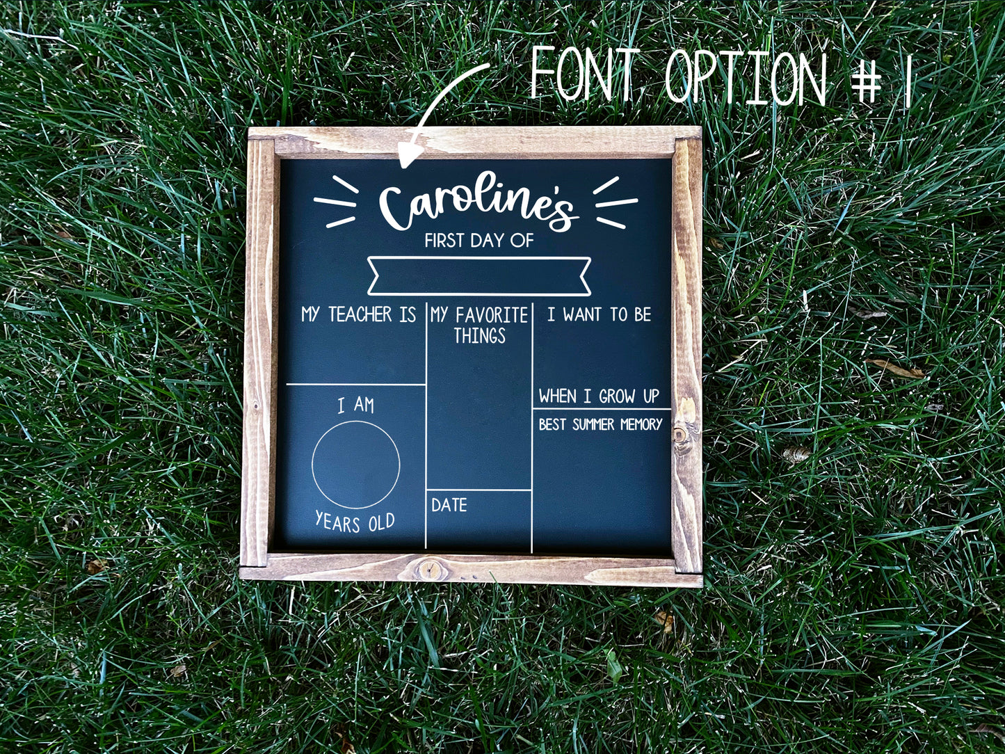 Personalized First/Last Day of School Double Sided Chalkboard_LINES