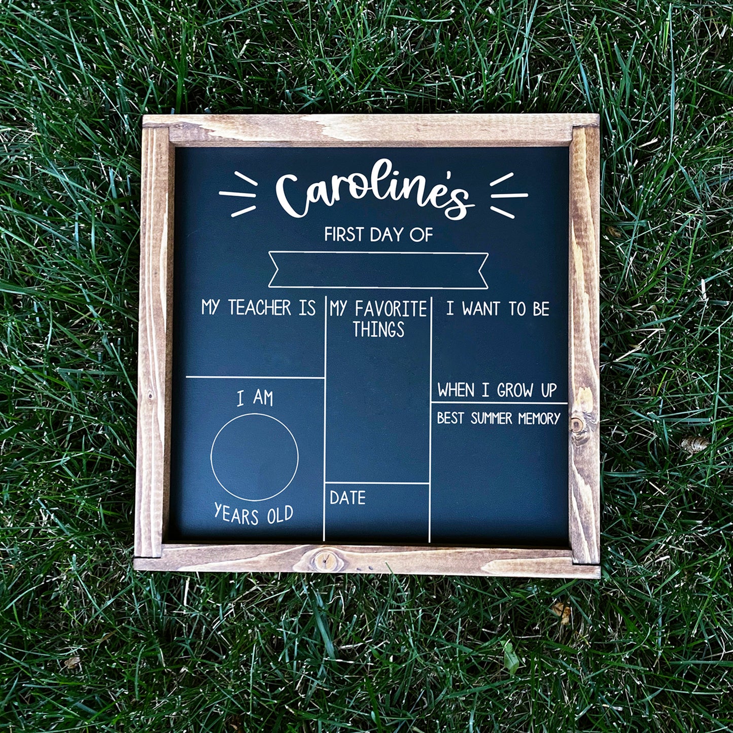 Personalized First/Last Day of School Double Sided Chalkboard_LINES