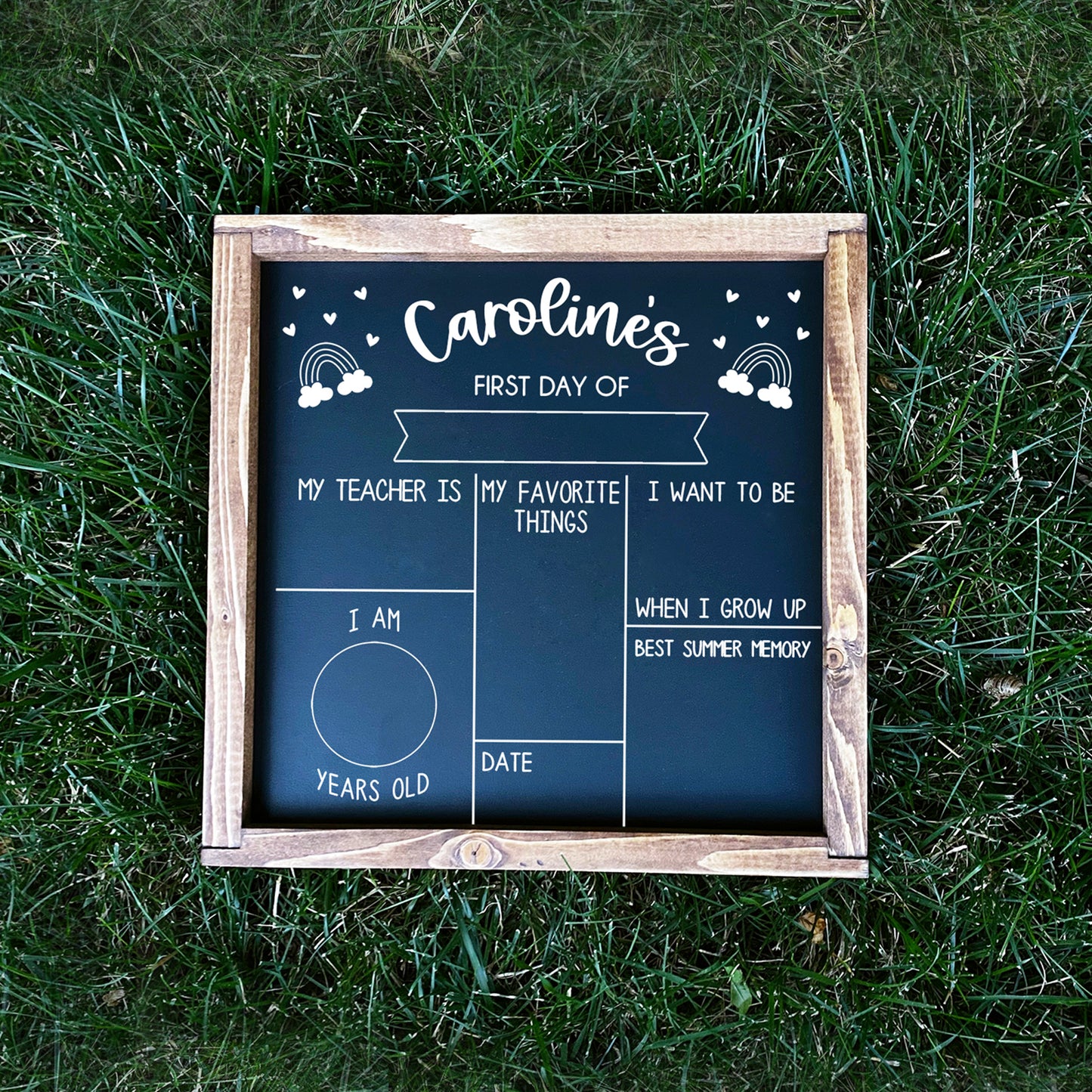 Personalized First/Last Day of School Double Sided Chalkboard_RAINBOWS